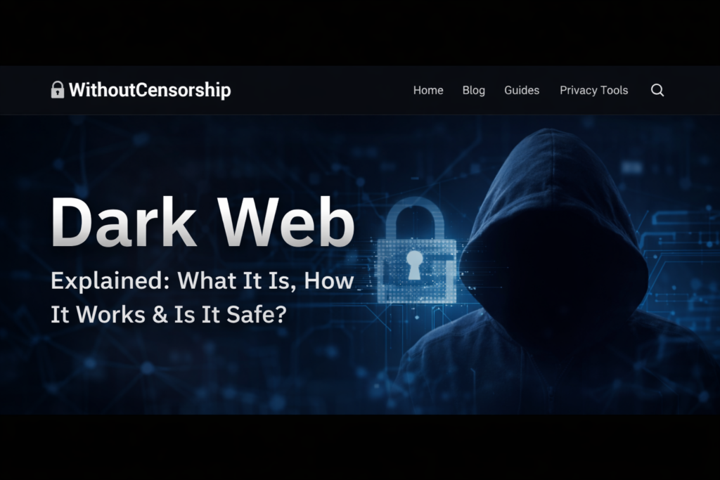 Dark web anonymous hacker and encrypted network security concept